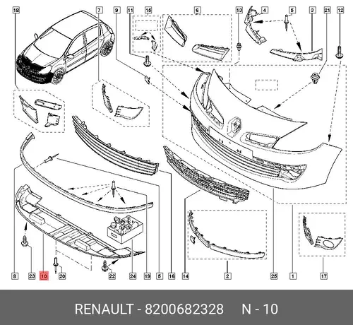  8200682328 ПЫЛЬНИК ПЕР БАМПЕРА (ПЛАС) RENAULT