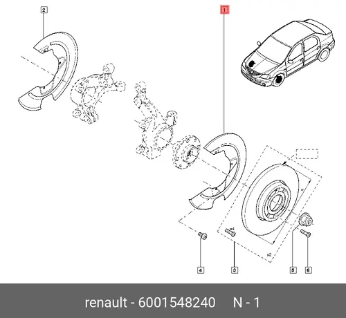 щиток защитн торм диска!\ Renault 6001548240