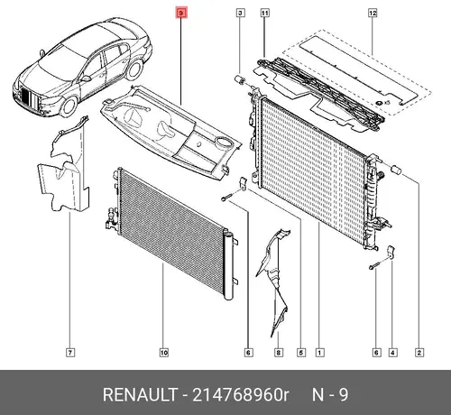  ЩИТОК РАДИАТОРА (ПЛАС) 214768960R RENAULT