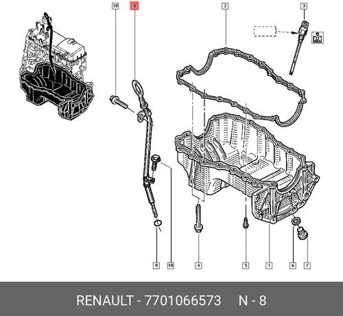 Масляный щуп RENAULT 7701066573