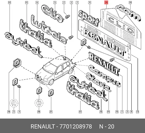 эмблема! CLIO\ Renault Clio 05> 7701208978