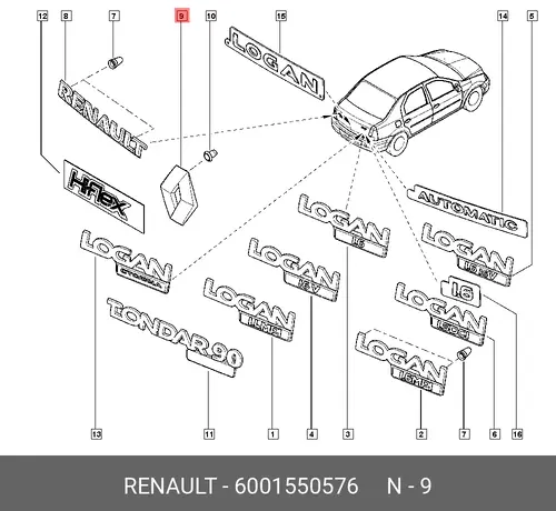  6001550576 ЭМБЛЕМА RENAULT