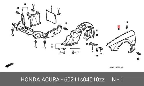 Крыло HONDA 60211S04010ZZ