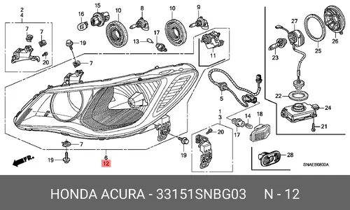 Фара HONDA 33151SNBG03
