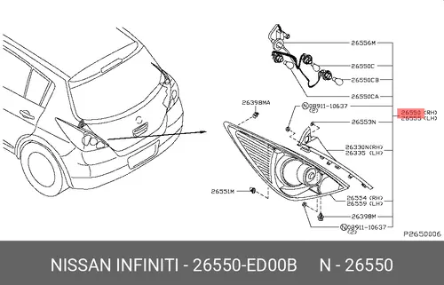 Фонарь задний NISSAN 26550ED00B