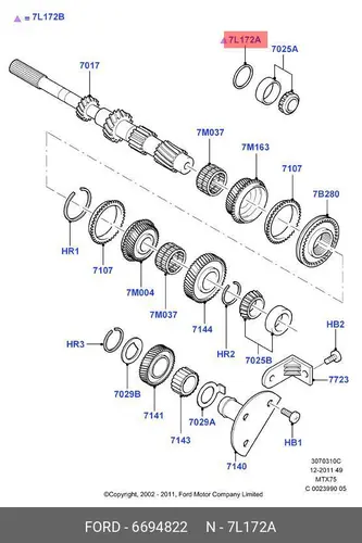 Шим 1,69 мм 6694822 FORD