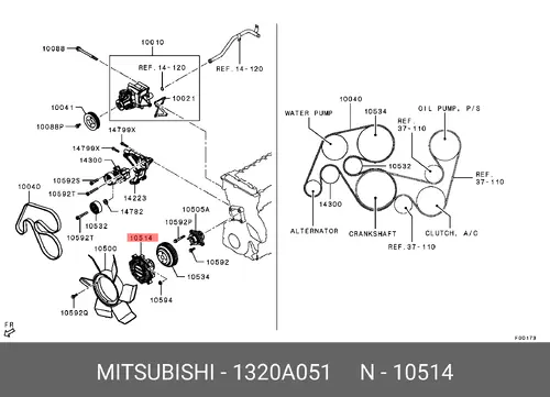 СЦЕПЛЕНИЕ ВЕНТИЛЯТОРА ОХЛАЖДЕНИЯ 1320A051 MITSUBISHI