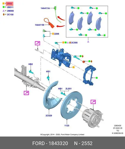 cуппорт задний правый!\ Ford Transit,14> 1843320