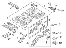Площадка заднего левого лонжерона 8A8Z74111C77C FORD