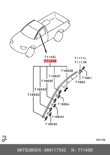 молдинг крыши правый!\ Mitsubishi MN117542