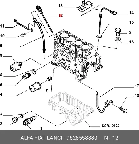Масляный щуп FIAT 9628558880