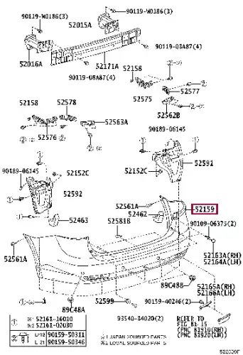 БАМПЕР ЗАДНИЙ (WG) 5215905907 TOYOTA / LEXUS