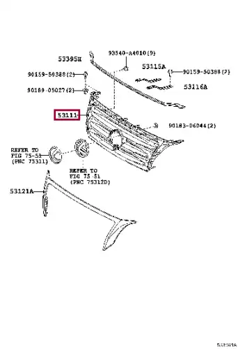 Решетка радиатора TOYOTA / LEXUS 5311160870