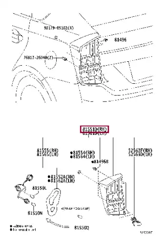 Фонарь задний TOYOTA / LEXUS 8155147170
