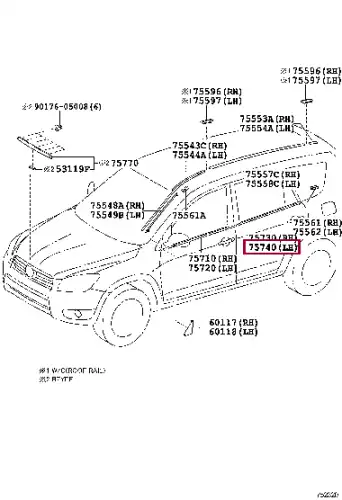 Уплотнитель двери TOYOTA / LEXUS 7574042031