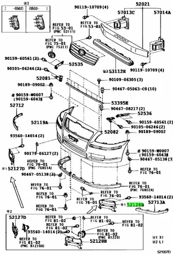 Решетка бампера TOYOTA / LEXUS 5212805050