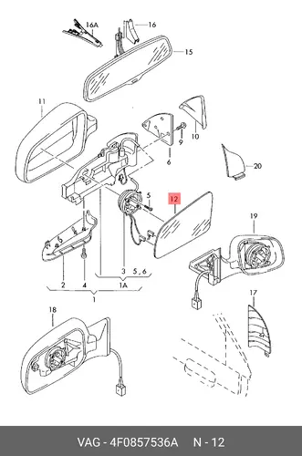 зеркальный элемент 4F0857536A VAG