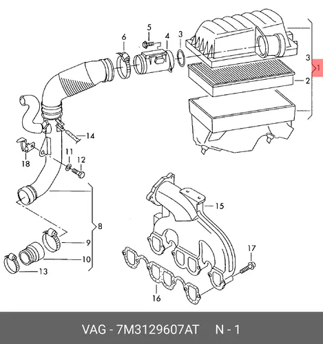 Фильтр воздушный VAG 7M3129607AT