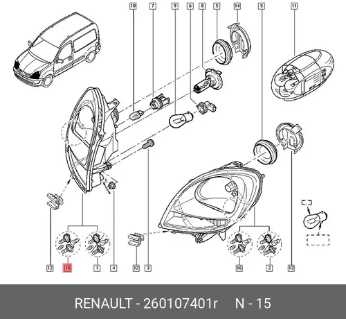 Фара RENAULT 260107401R