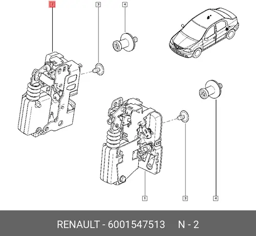 ЗАМОК ДВ. ЗАД. ПРАВ. LOGAN 6001547513 RENAULT