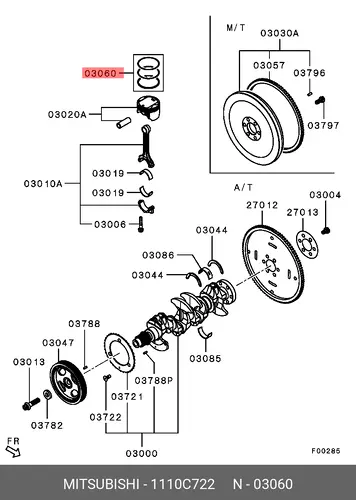 Кольца поршневые MITSUBISHI 1110C722