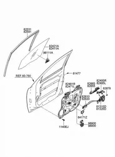 СТЕКЛО ДВЕРИ 824112B000 HYUNDAI
