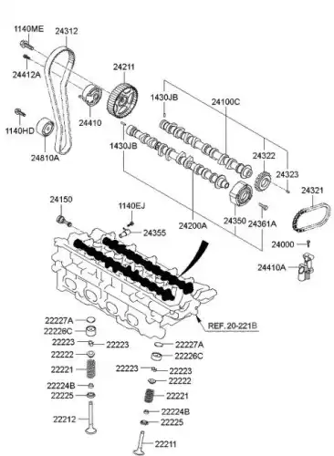 ТОЛКАТЕЛЬ КЛАПАНА ДВИГАТЕЛЯ 222262B012 HYUNDAI