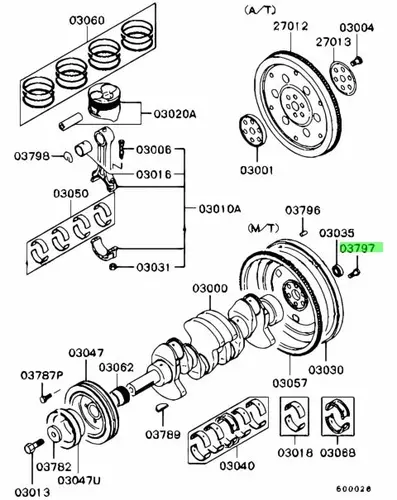  MD122836 Болт маховика Mitsubishi