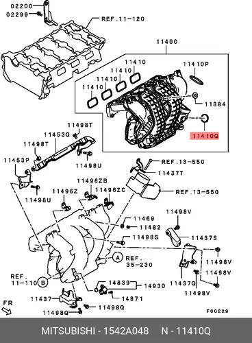Прокладка коллектора MITSUBISHI 1542A048