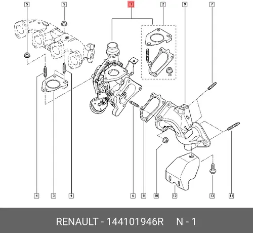 ТУРБОКОМПРЕССОР ДВС (RENAULT) 144101946R