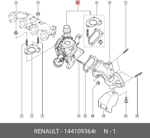 ТУРБОКОМПРЕССОР (МЕТ) 144109364R RENAULT