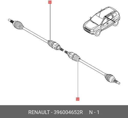396004652R ПРИВОД ЗАДНИЙ DUSTER RENAULT