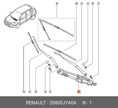  ТРАПЕЦИЯ СТЕКЛООЧИСТИТЕЛЯ RENAULT 28800JY40A