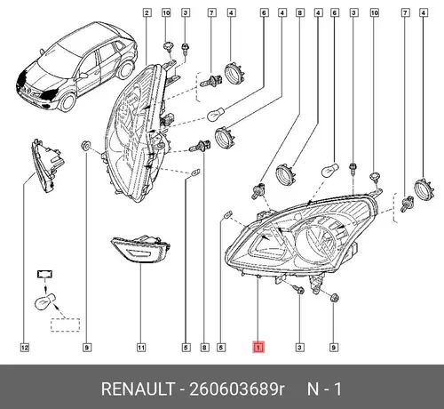 Фара RENAULT 260603689R