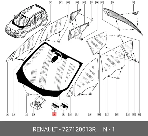 СТЕКЛО ЛОБОВОЕ 727120013R RENAULT