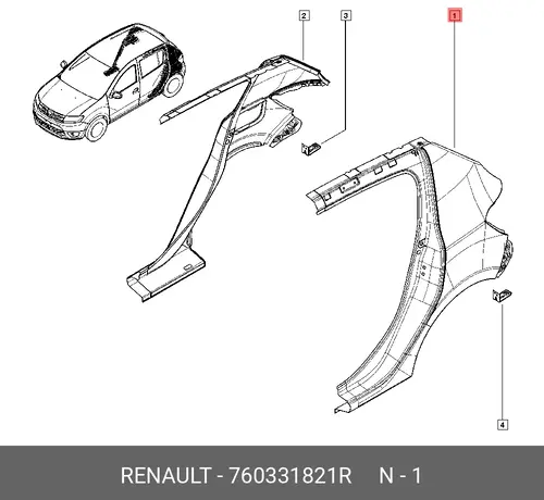 Крыло RENAULT 760331821R