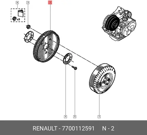 МАХОВИК ДВИГАТЕЛЯ 7700112591 RENAULT