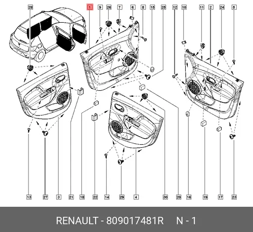 809017481R ОБШИВКА ДВЕРИ ПЕР ЛЕВ RENAULT