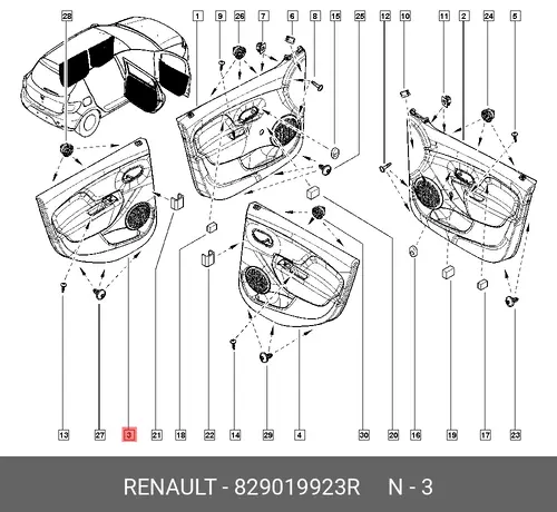 829019923R ОБШИВКА ДВЕРИ ЗАДН ЛЕВ RENAULT