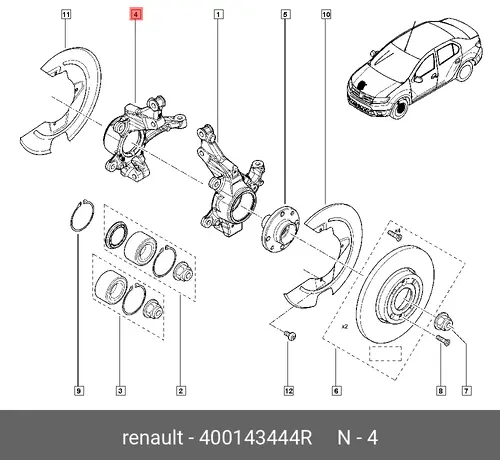 Кулак поворотный RENAULT 400143444R