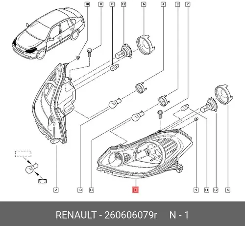 Фара RENAULT 260606079R