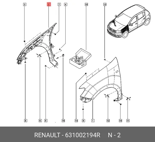 Крыло RENAULT 631002194R