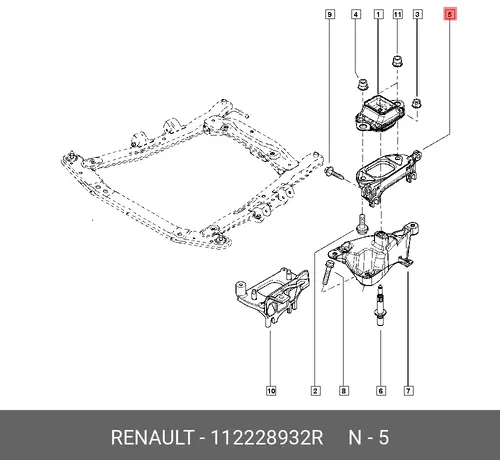 КРОНШТЕЙН ОПОРЫ ДВИГАТЕЛЯ ЛЕВ (МЕТ) 112228932R RENAULT