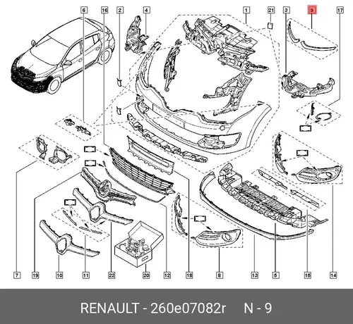 260E07082R КОМПЛ НАКЛАД ДЕКОР БАМПЕРА ПЕР 2ШТ(ПЛАС RENAULT