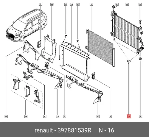  КРОНШТЕЙН РАДИАТОРА ОХЛАЖД ДВС (ORG) 397881539R RENAULT