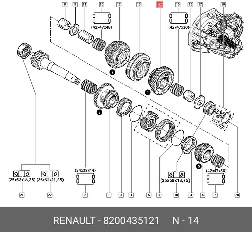 Шестерня КПП RENAULT 8200435121