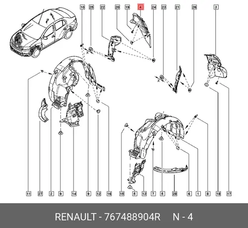 Подкрылок RENAULT 767488904R