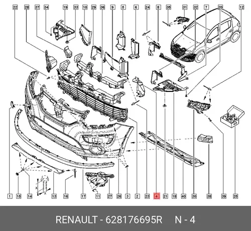 дефлектор радиатора лев.!\ Renault 628176695R