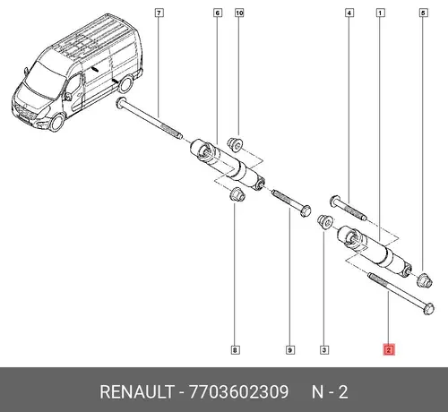  БОЛТ М14 ЗАД. АМОРТ. MASTER III 7703602309 RENAULT