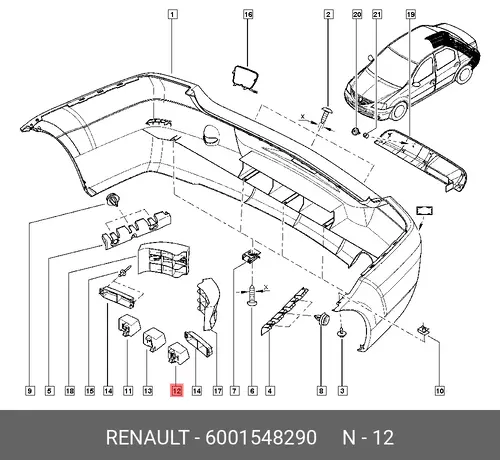 Абсорбер-усилитель бампера RENAULT 6001548290